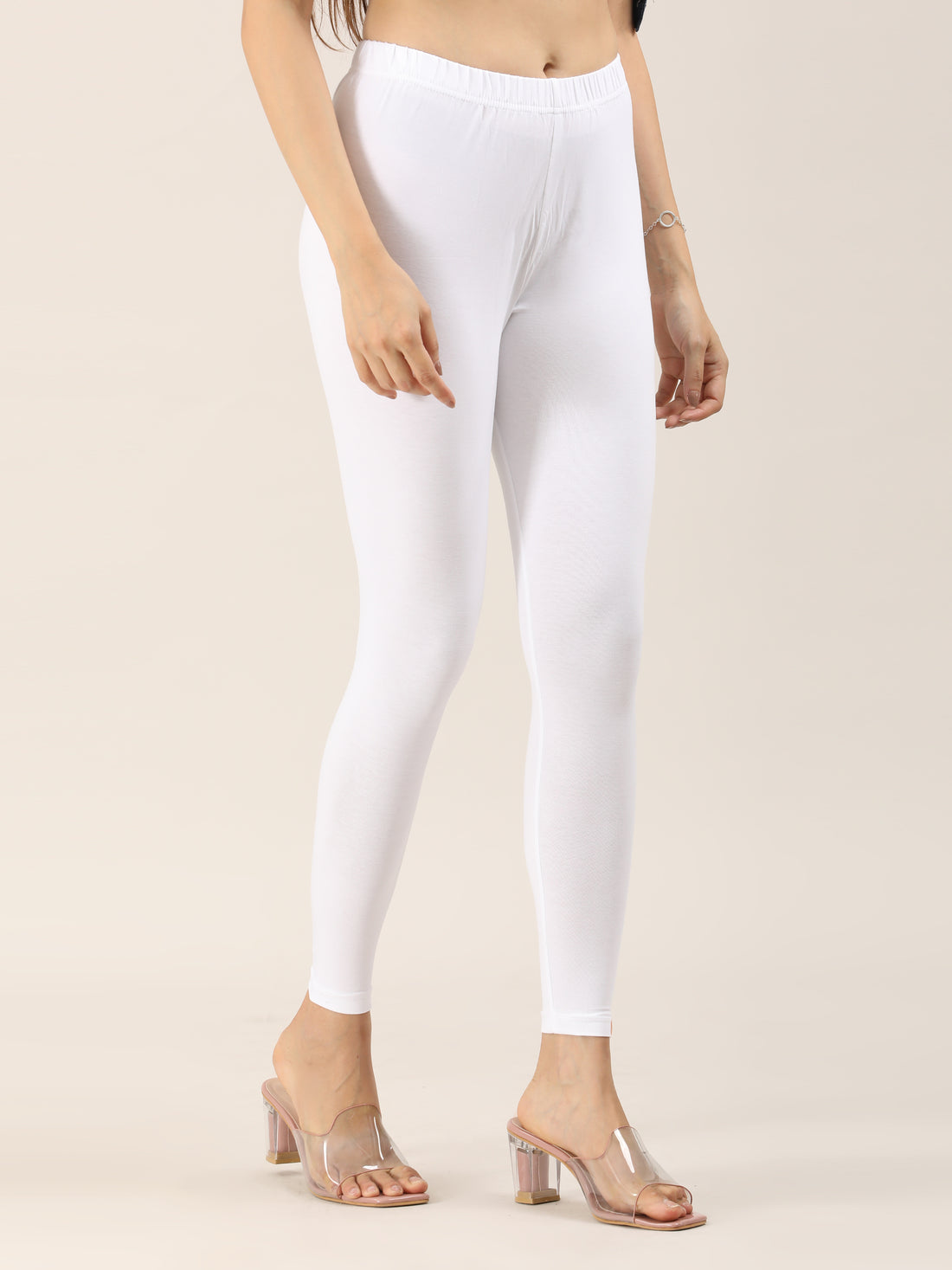Naatiya Ankle Fit Leggings - White