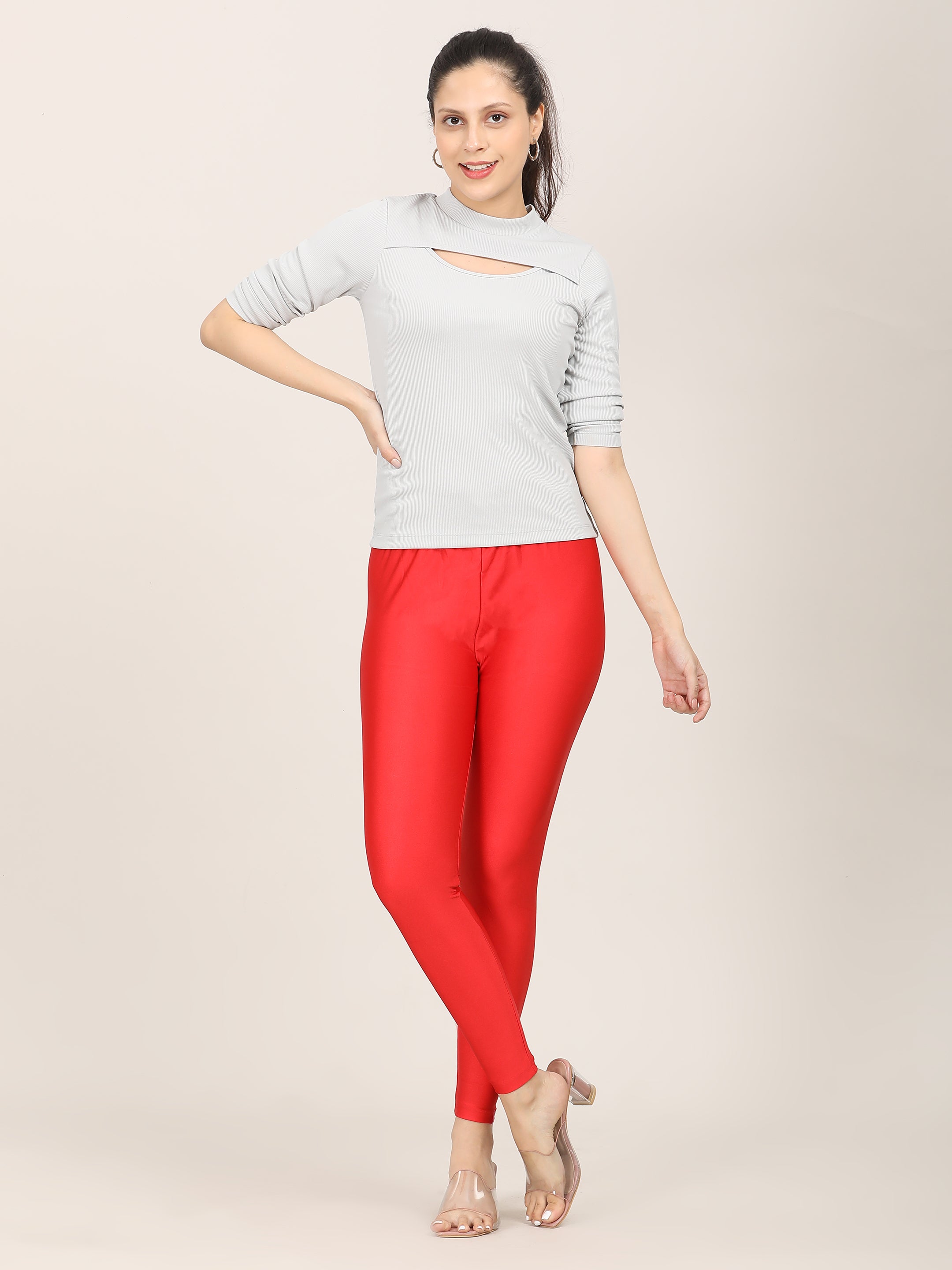 Naatiya Shimmer Leggings - Red