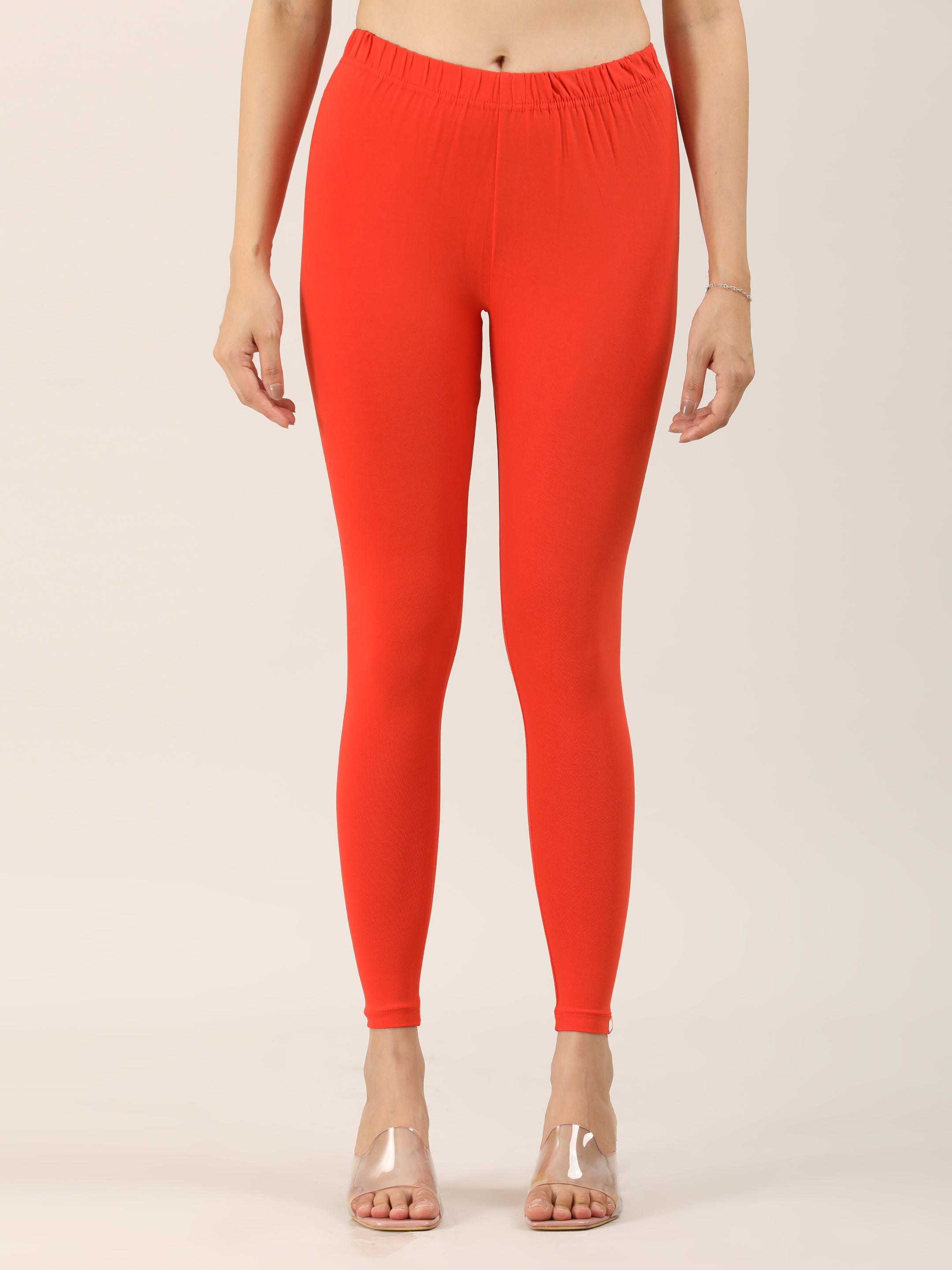 Naatiya Ankle Fit Leggings - Papaya