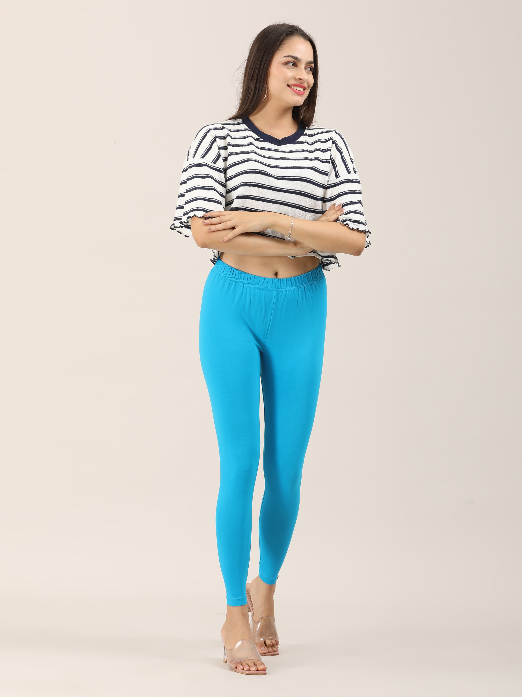 Naatiya Ankle Fit Leggings - T- Blue