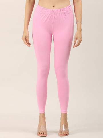 Naatiya Ankle Fit Leggings - Pink