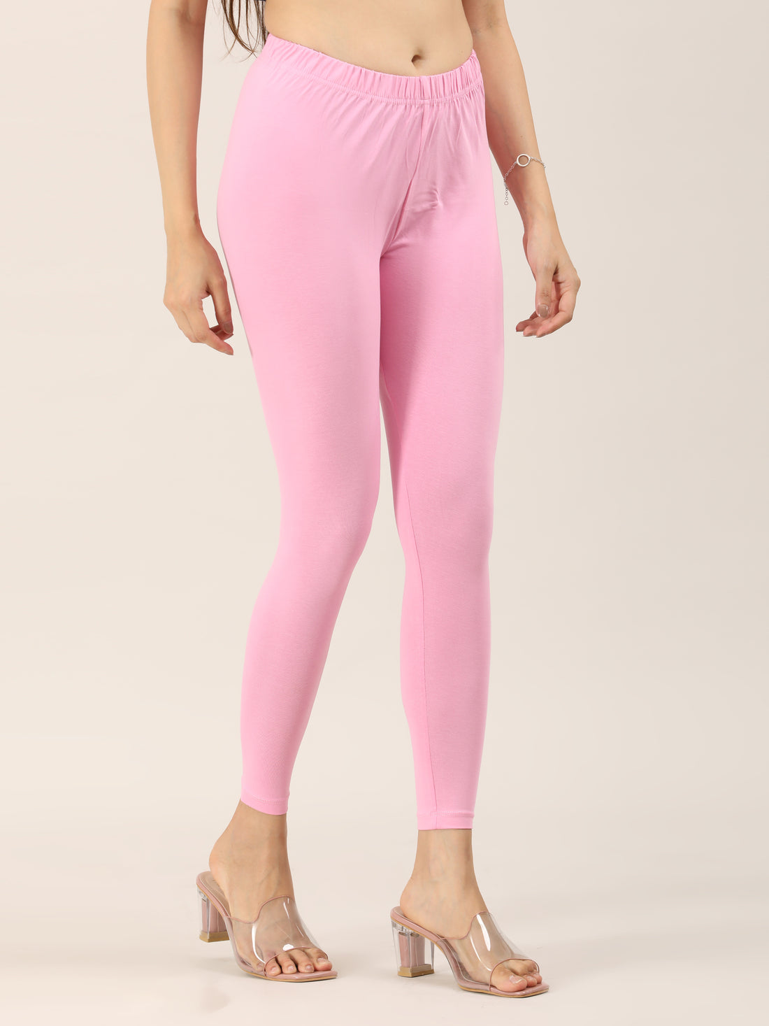 Naatiya Ankle Fit Leggings - Pink
