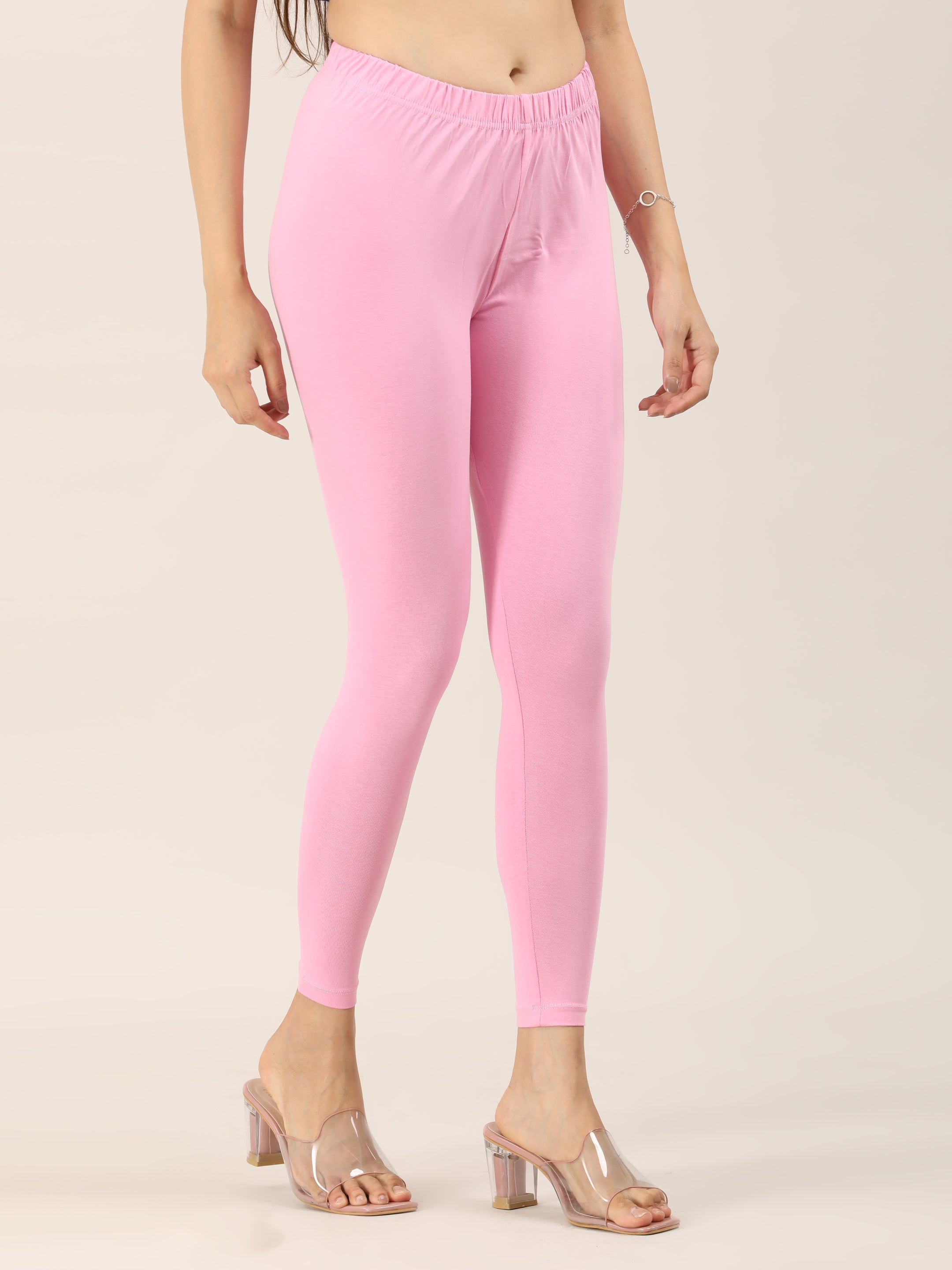 Naatiya Ankle Fit Leggings - Pink