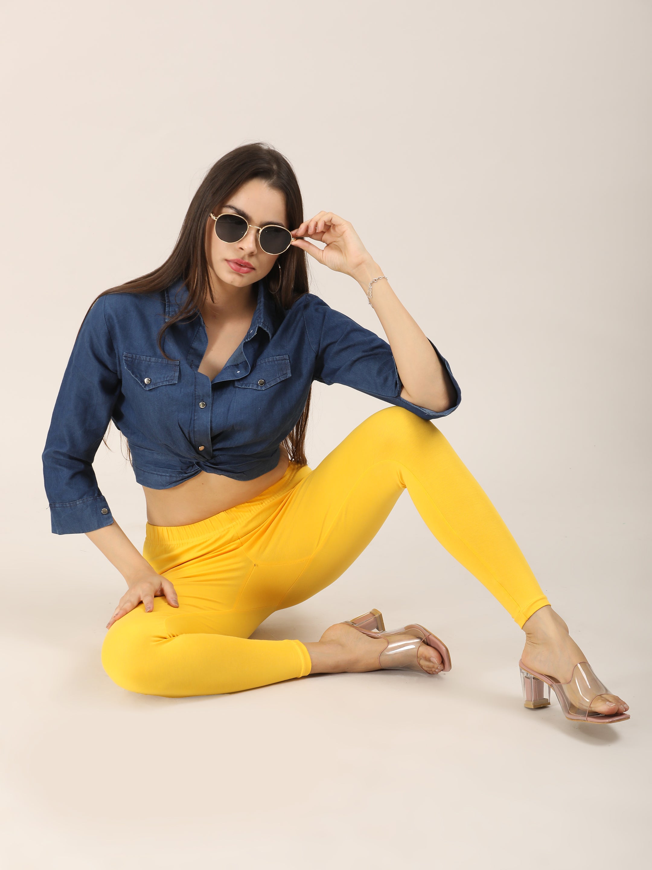 Naatiya Ankle Fit Leggings - Golden Yellow