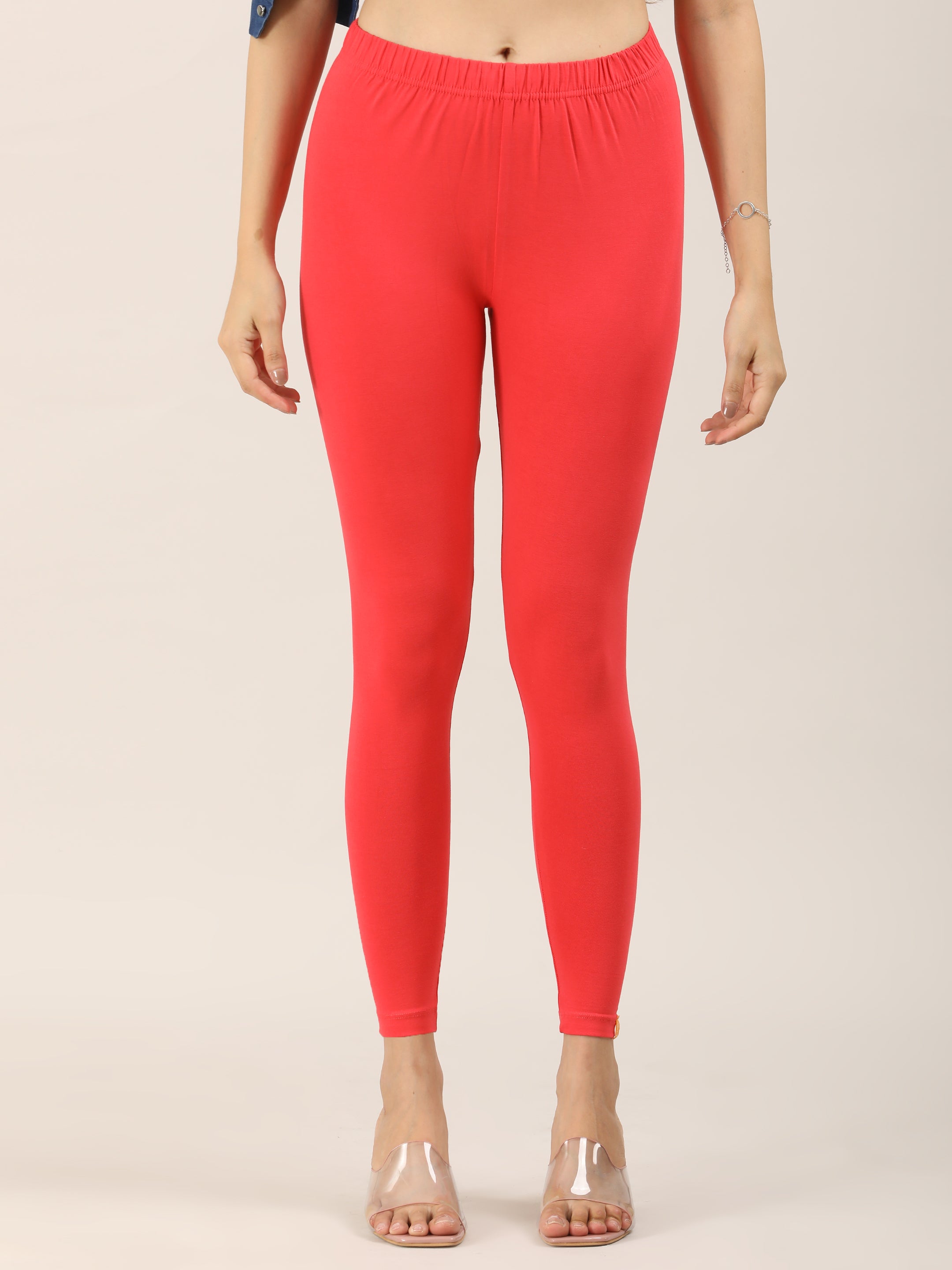 Naatiya Ankle Fit Leggings - Dark Coral