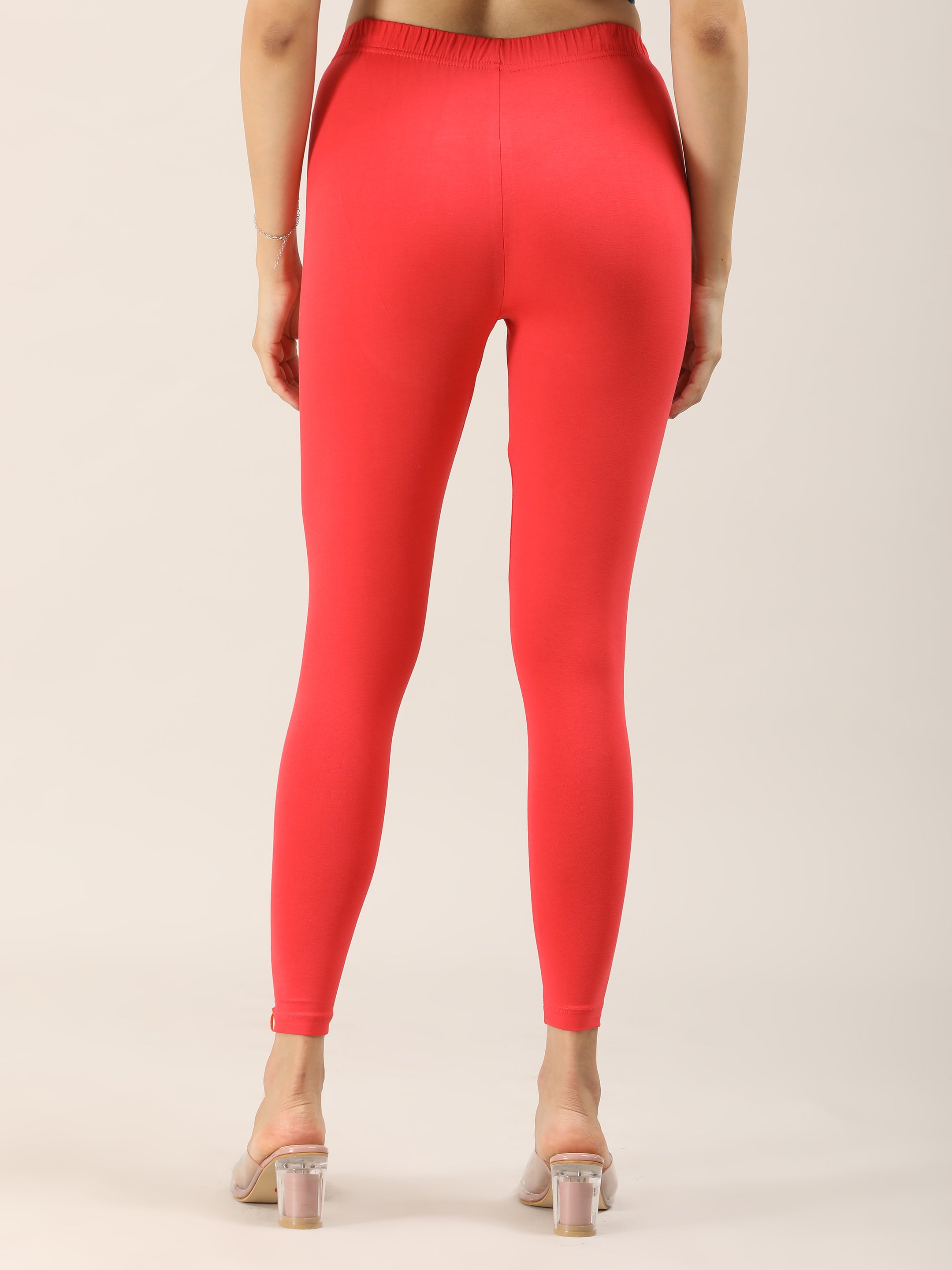Naatiya Ankle Fit Leggings - Dark Coral