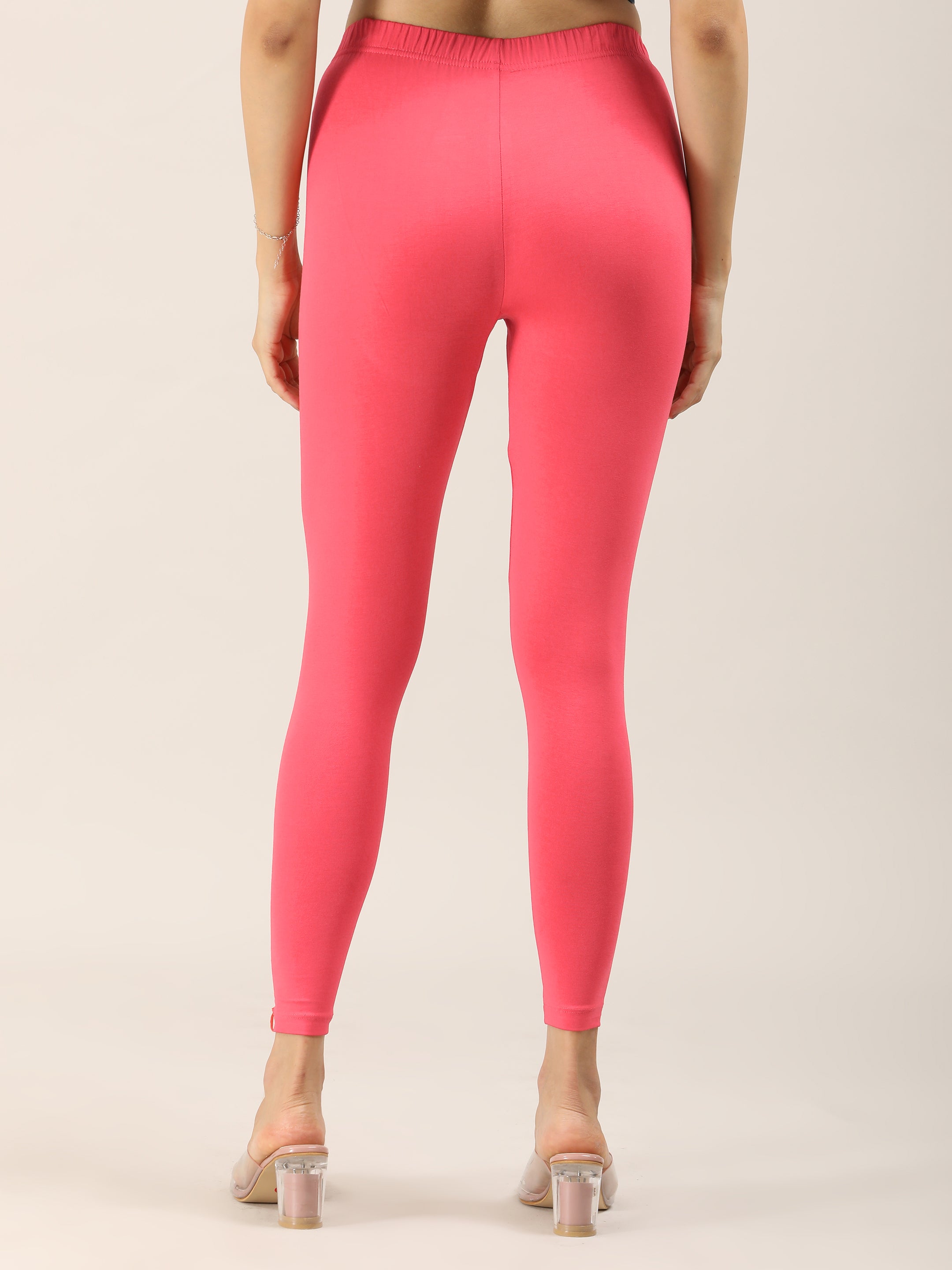 Naatiya Ankle Fit Leggings - Coral