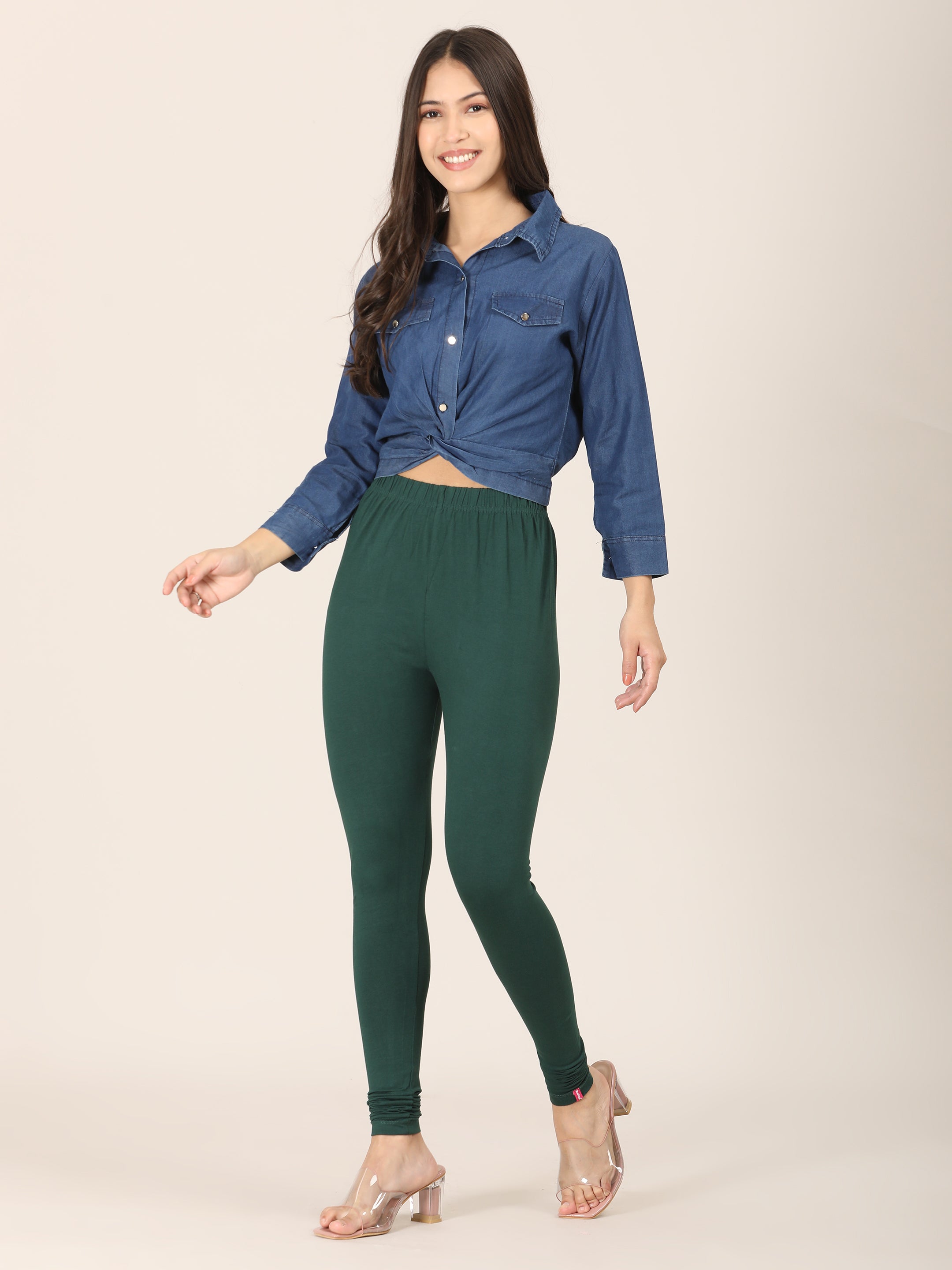 Naatiya Churidar Leggings - Bottle Green