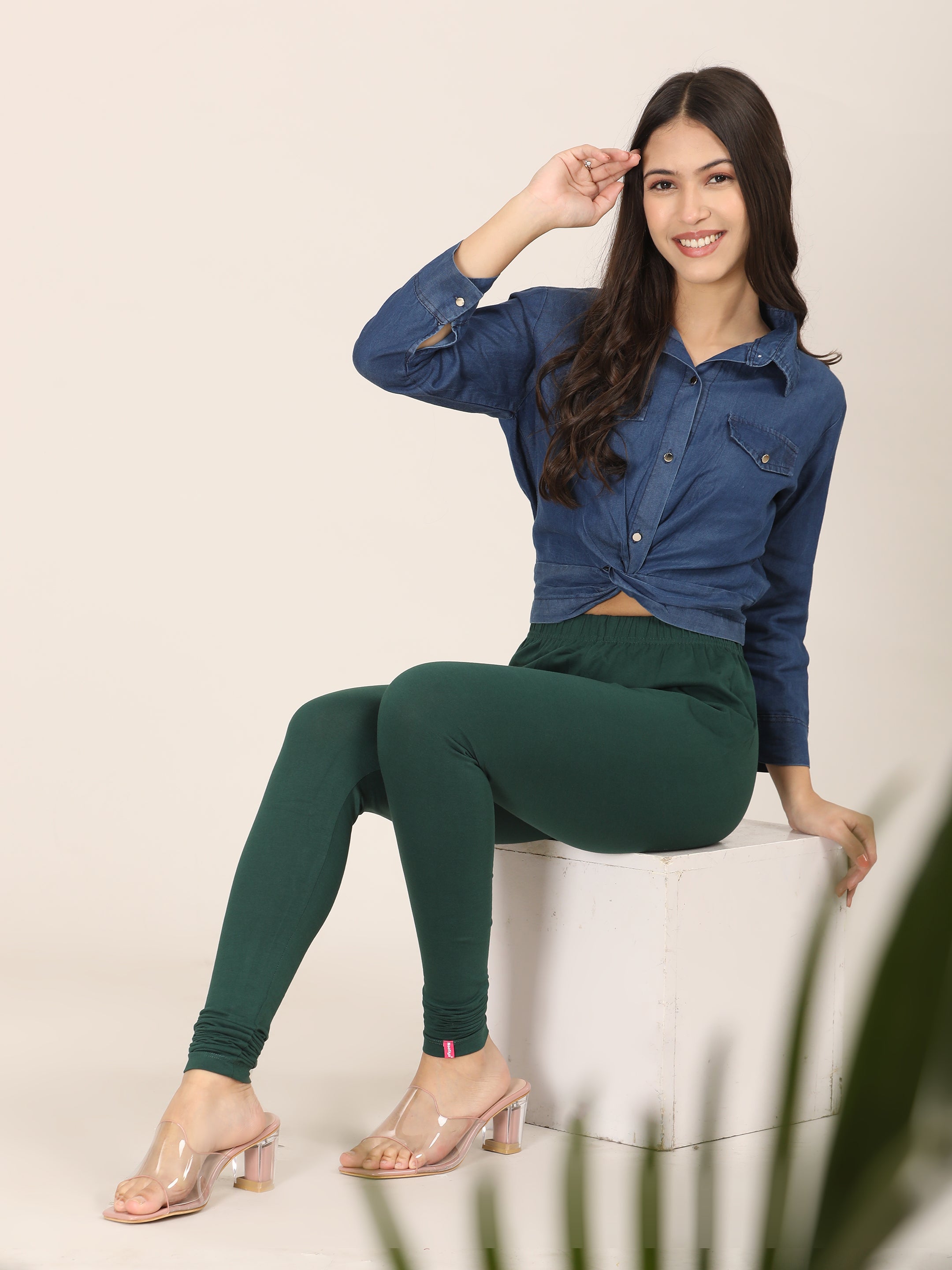 Naatiya Churidar Leggings - Bottle Green