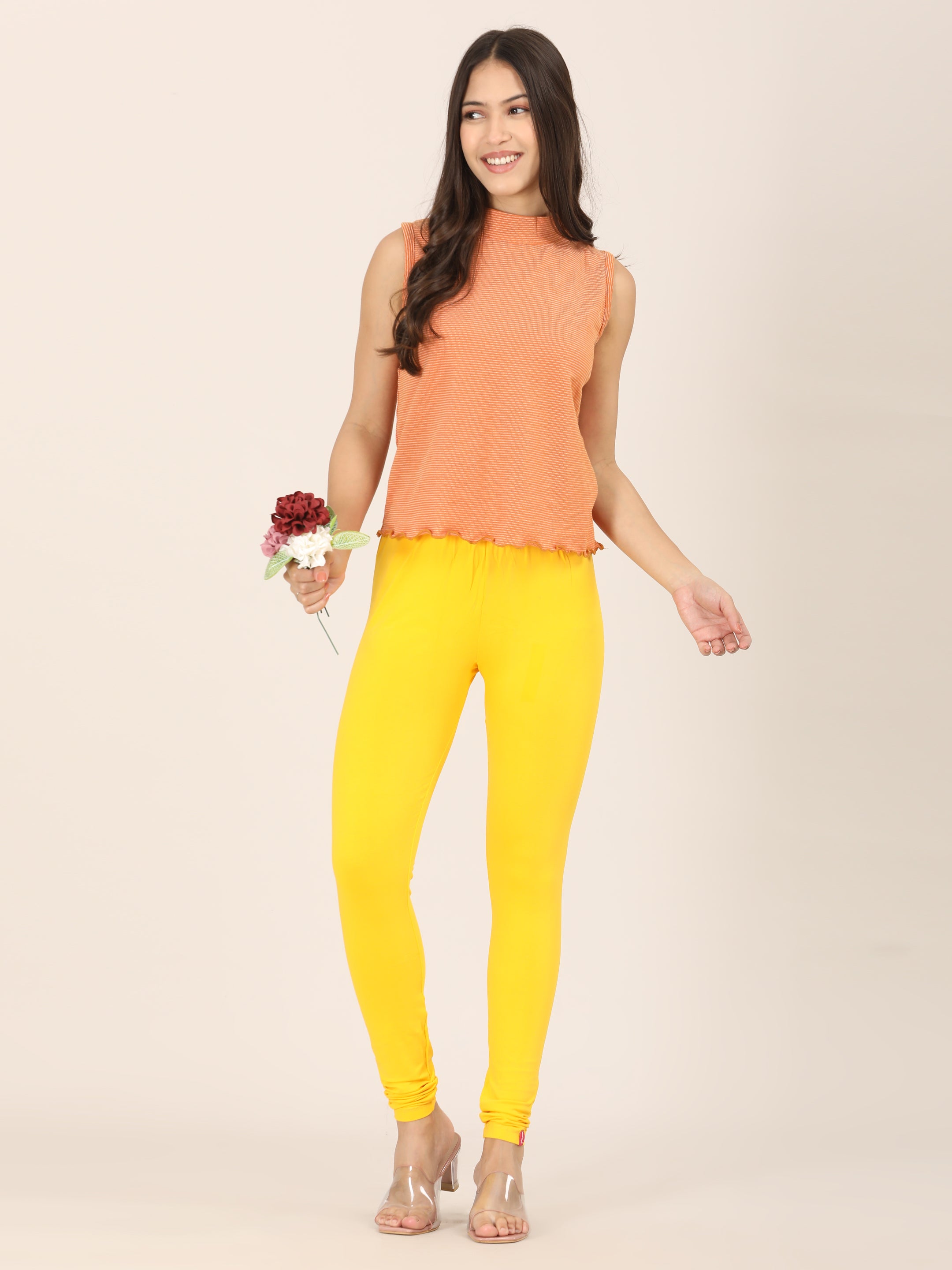 Naatiya Churidar Leggings - Lemon Yellow