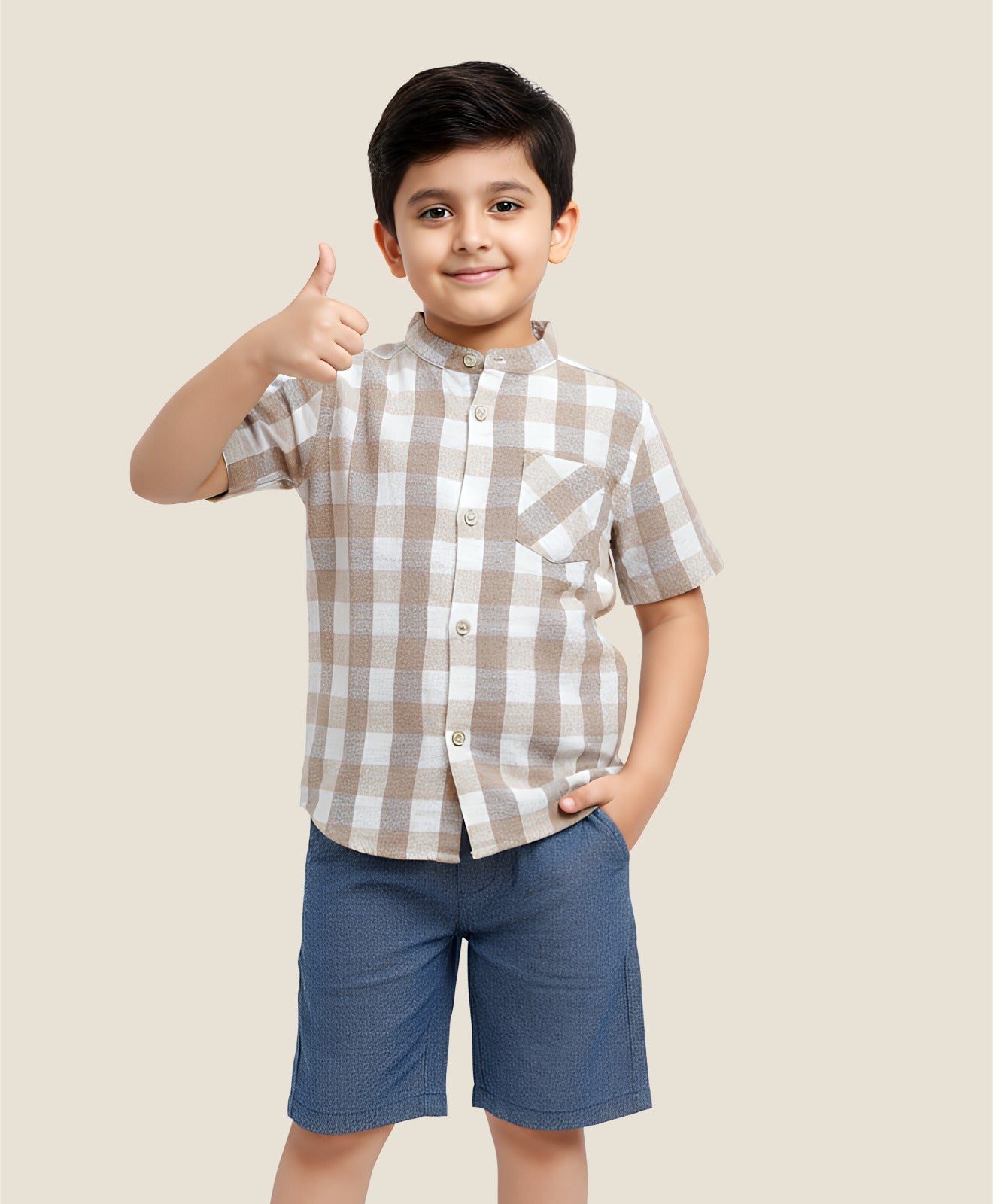 BOYS HALF SLEEVE SHIRT + SHORTS SET WITH DOUBLE PKT (B-5001) - Pack of 1