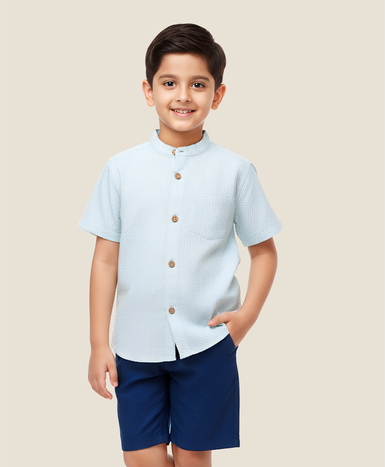 BOYS HALF SLEEVE SHIRT + SHORTS SET WITH SINGLE PKT (B-5003) - Pack of 1