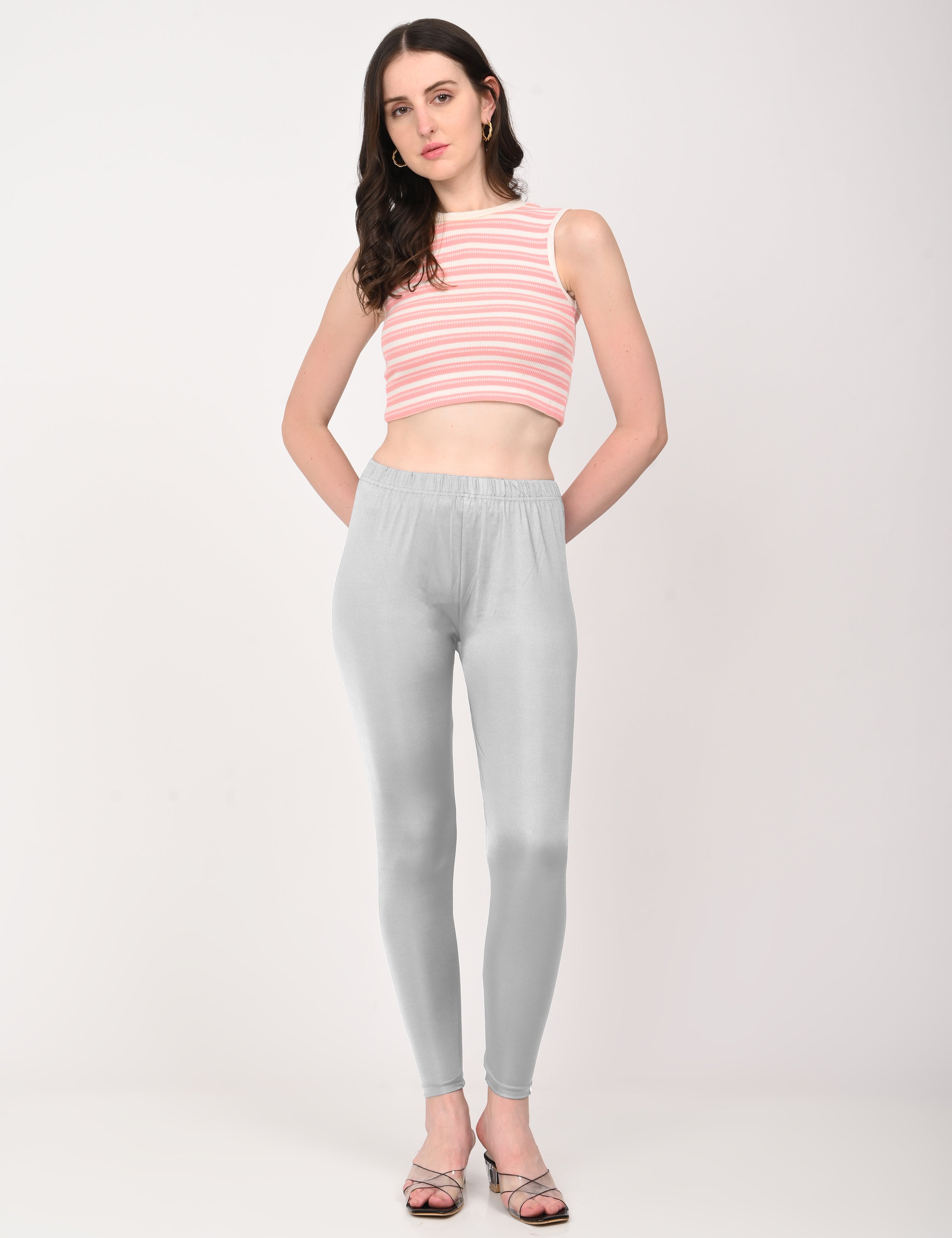 Naatiya Shimmer Leggings - New Silver