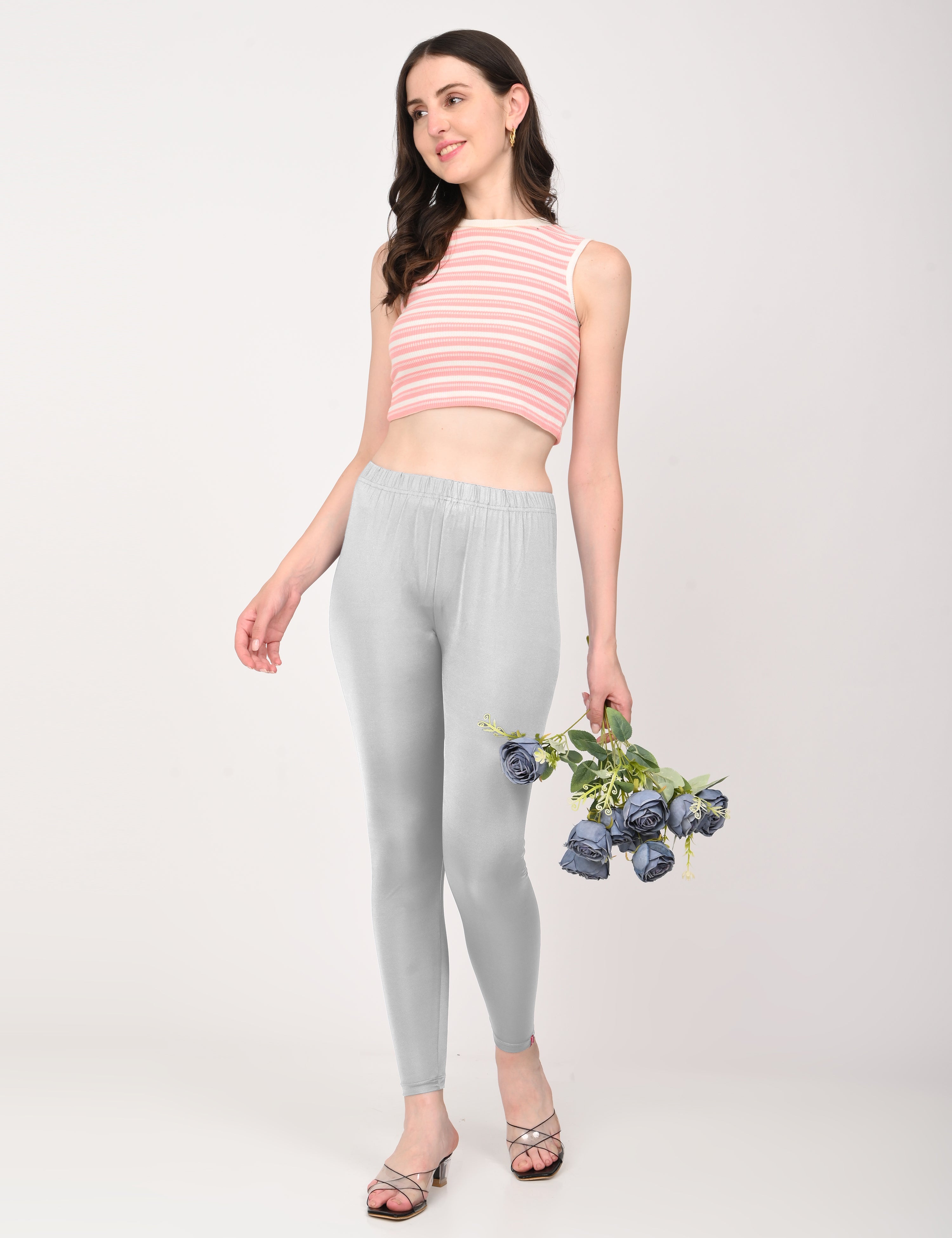 Naatiya Shimmer Leggings - New Silver
