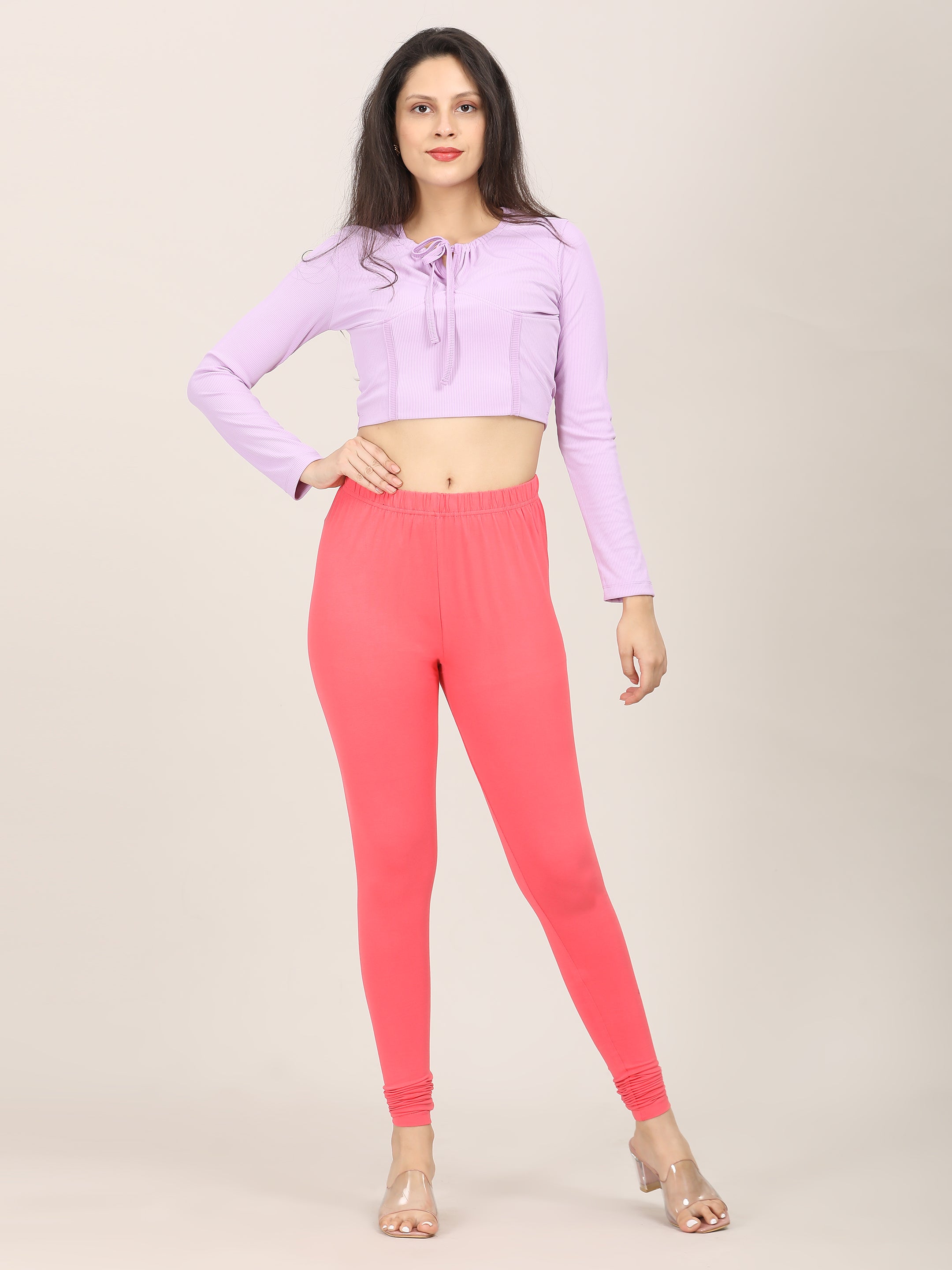 Naatiya Churidar Leggings - Coral