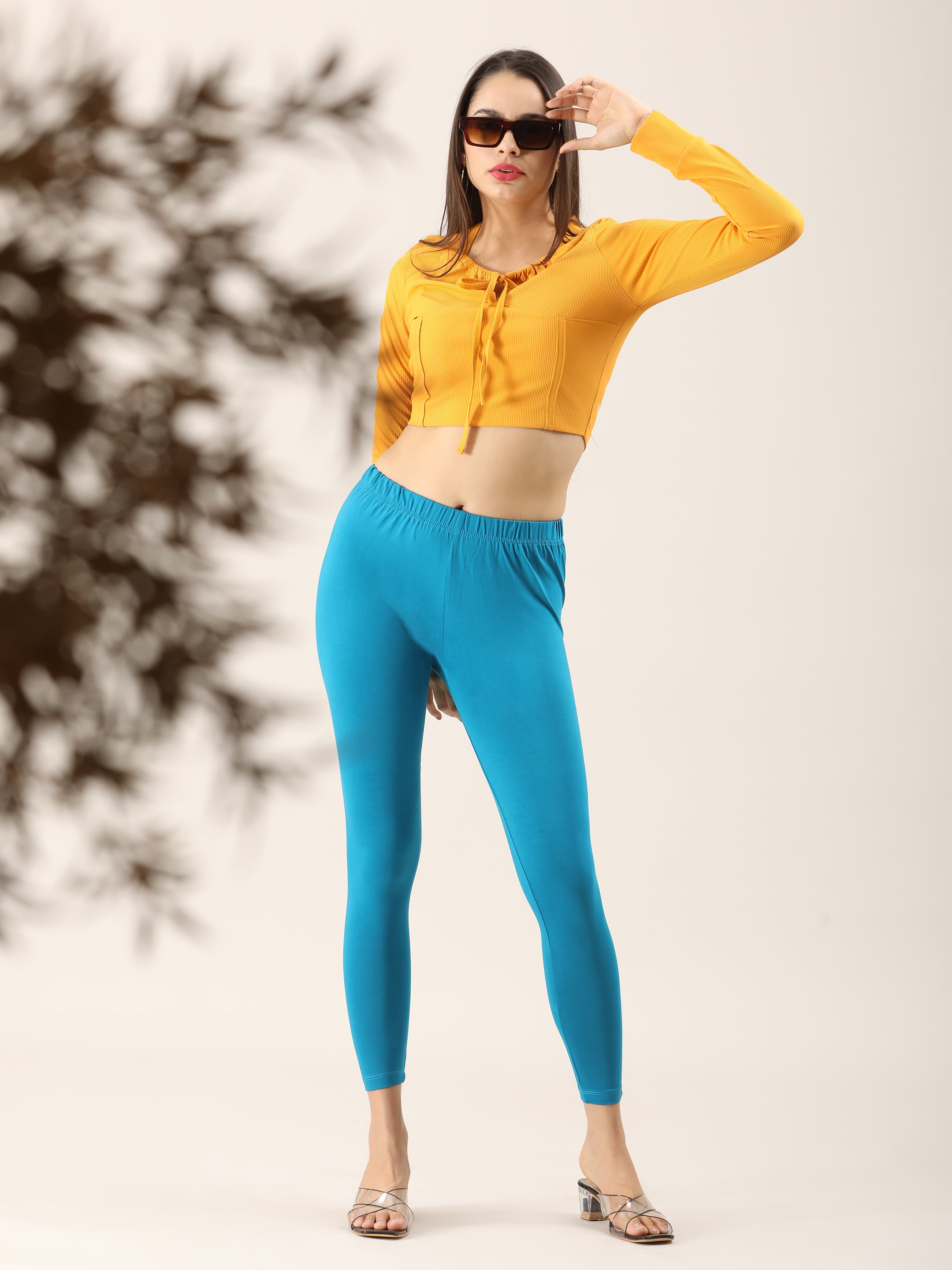Naatiya Ankle Fit Leggings - Petrol