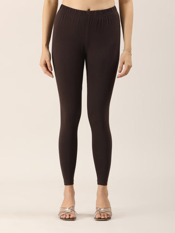 Naatiya Ankle Fit Leggings - Coffee Brown