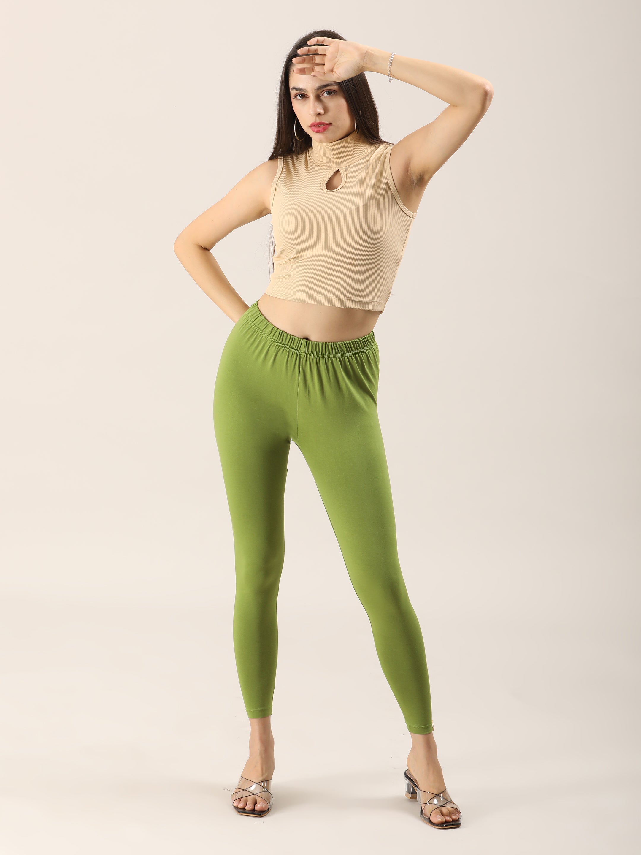 Naatiya Ankle Fit Leggings - Moss